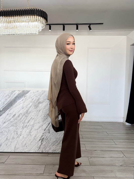 Asym Knit Set - Chocolate