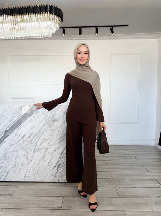 Asym Knit Set - Chocolate