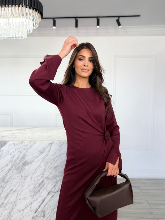 Sidra Knit Dress - Burgundy