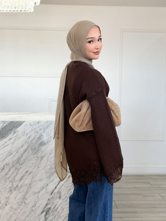 Lace Jumper - Chocolate