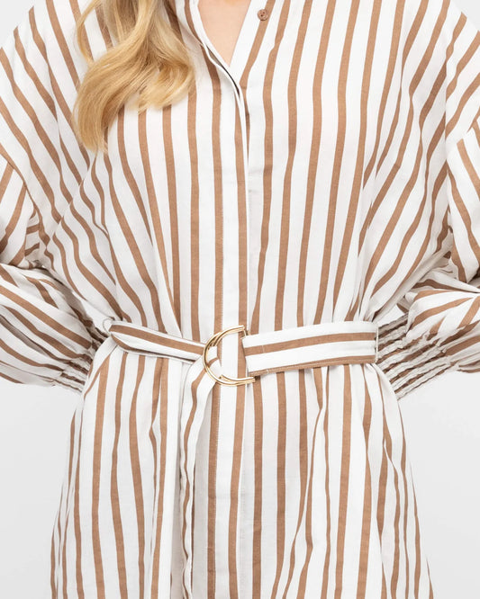 Oversized Stripe Shirt - Tan