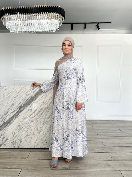Hajar Dress - Blue Print