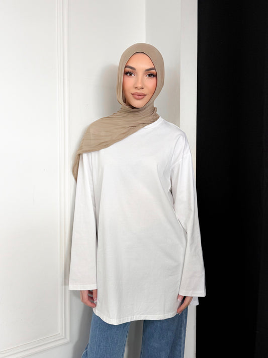 Longline Cotton Top - White