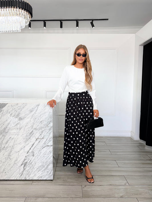 Polka Dot Skirt - Black