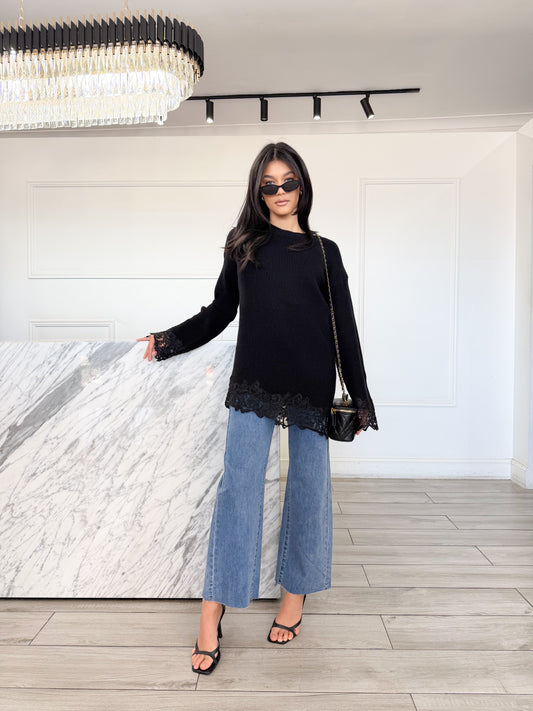 Lace Jumper - Black