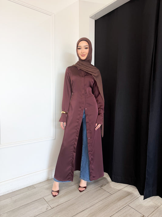 Yara Satin Dress - Plum