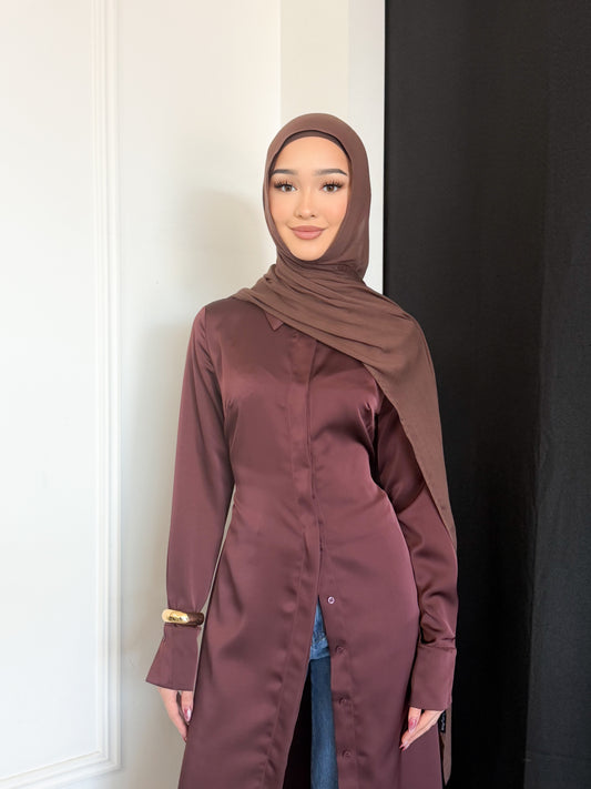 Yara Satin Dress - Plum