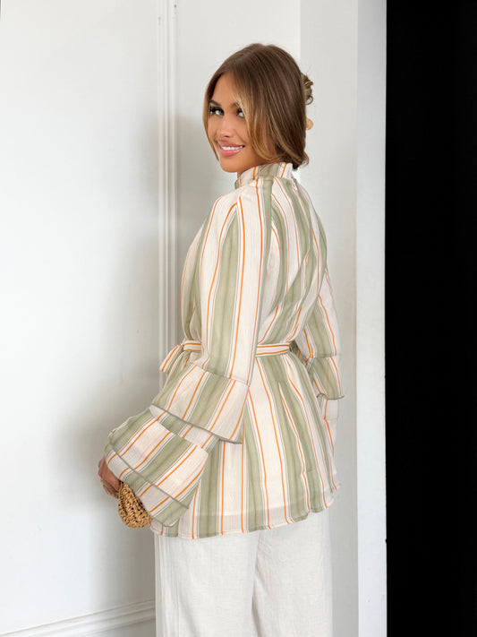 Striped Tunic Blouse - Khaki
