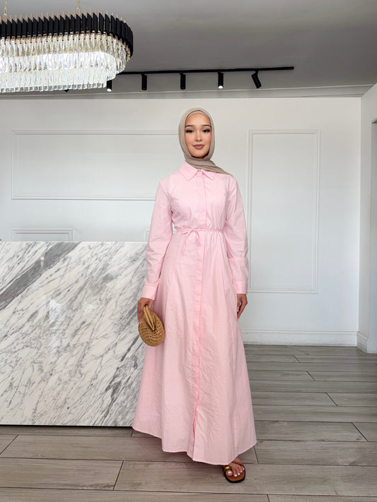 Shirt Dress - Baby Pink Dusty Pink Shirt Dress - Baby Pink Dusty Pink