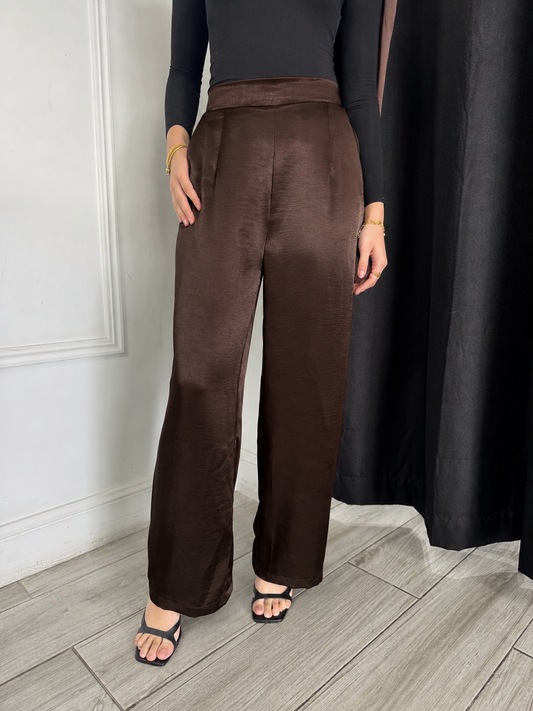 Satin Pants - Chocolate