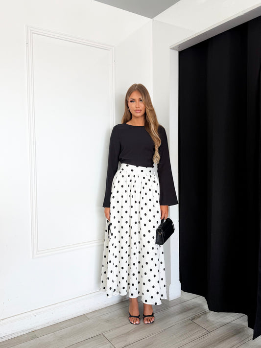 Polka Dot Skirt - White