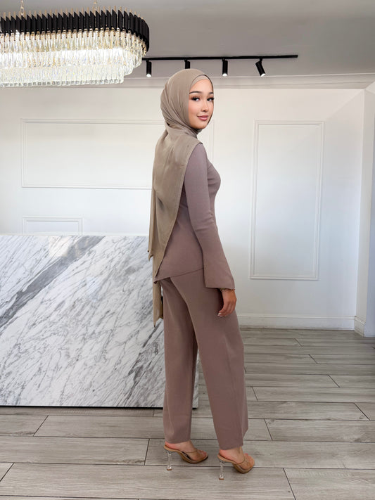 Asym Knit Set - Mocha