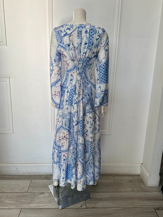 Hajar Dress - Mixed Blue Print
