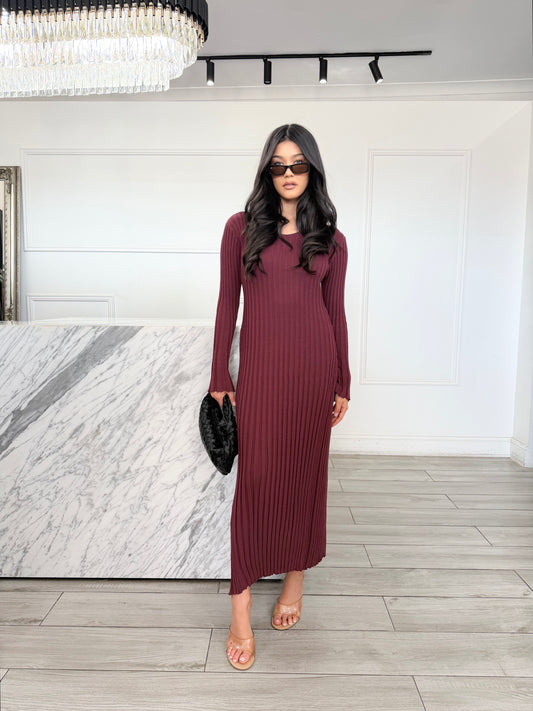 Riba Knit Dress - Burgundy