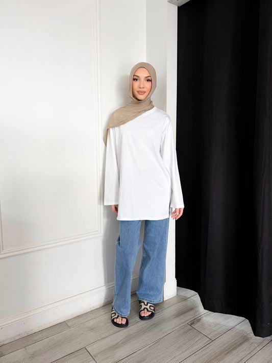 Longline Cotton Top - White