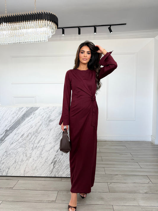 dusty burgundy dress Dallas One Shoulder Mesh Maxi Dress / Burgundy | MESHKI