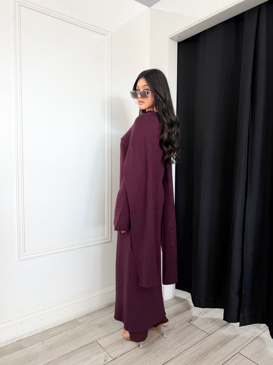 Harper Knit Cardigan - Plum