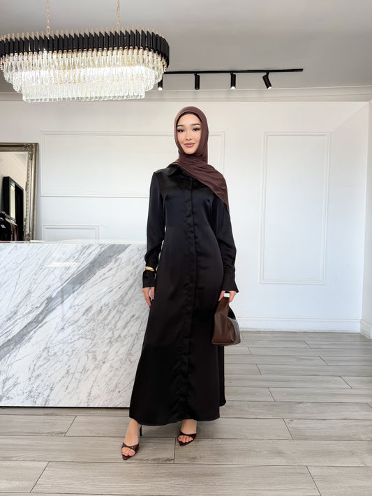 Yara Satin Dress - Black