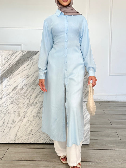 Longline Shirt - Baby Blue