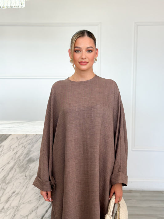 Batwing Abaya - Mocha