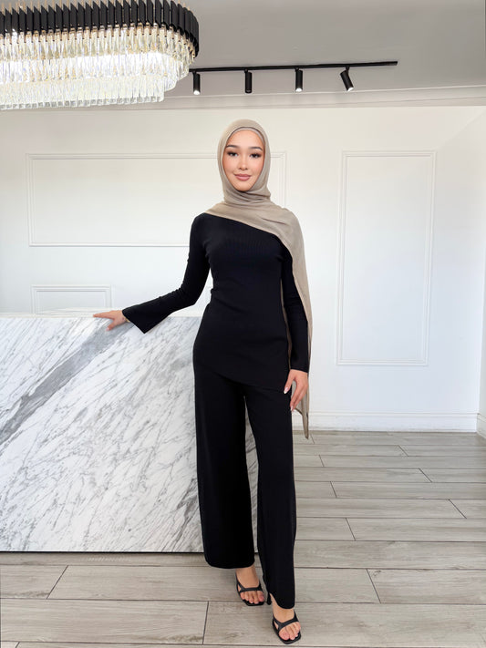 Asym Knit Set - Black