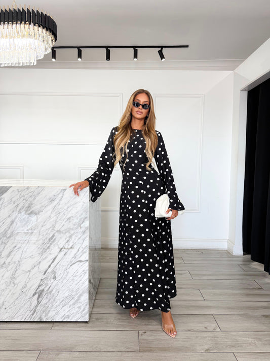 Hajar Dress – Black Polka Dot