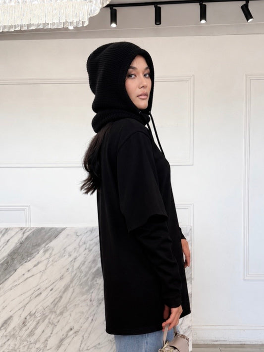 Knit Hoodie - Black