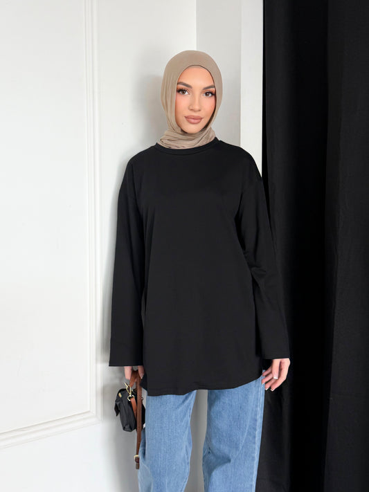 Longline Cotton Top - Black