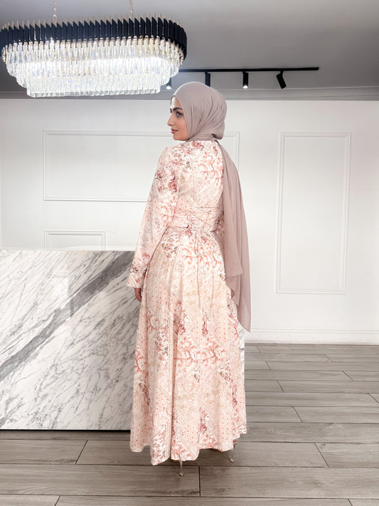 Hajar Dress - Peach Print
