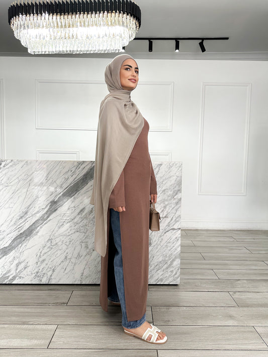 Split Maxi Top - Mocha
