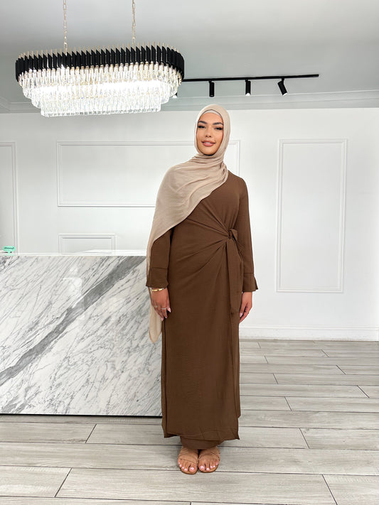 Sidra Wrap Dress - Brown