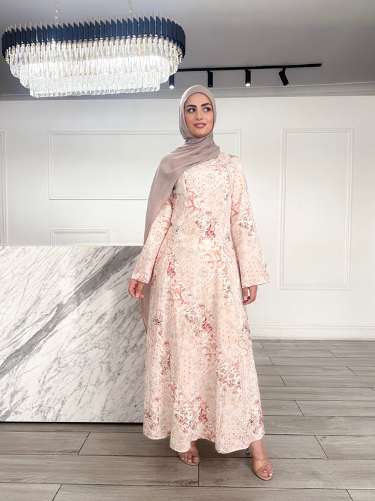 Hajar Dress - Peach Print