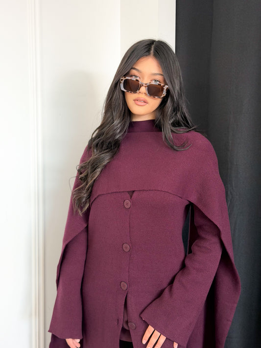 Harper Knit Cardigan - Plum
