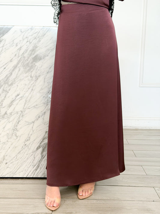 Final Sale - Satin Skirt - Plum
