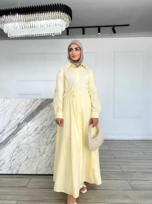 Shirt Dress - Butter Yellow