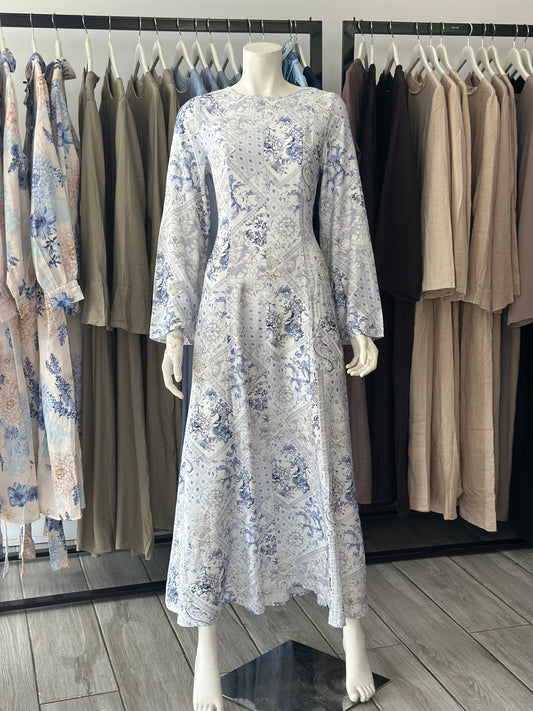 Hajar Dress - Blue Print