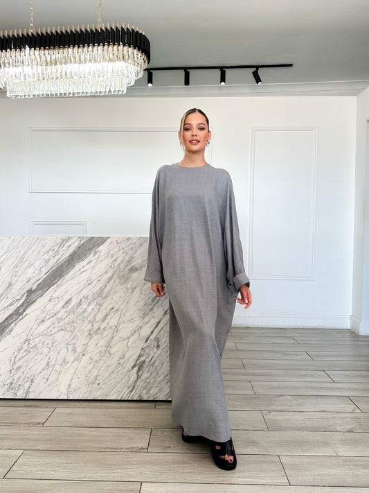 Batwing Abaya - Grey