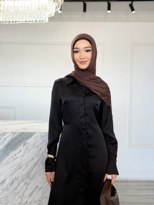 Yara Satin Dress - Black